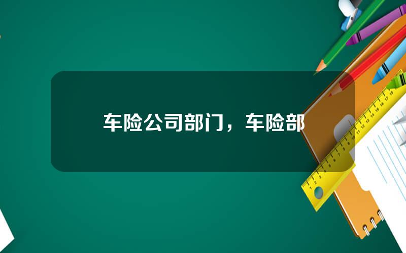 车险公司部门，车险部