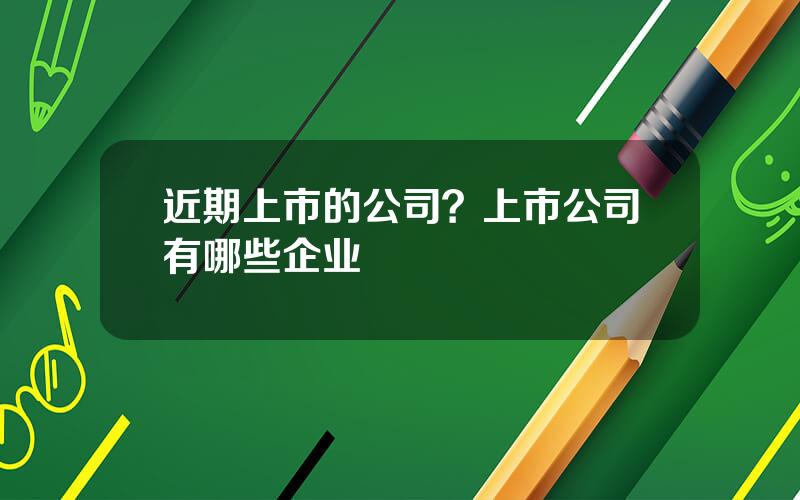 近期上市的公司？上市公司有哪些企业