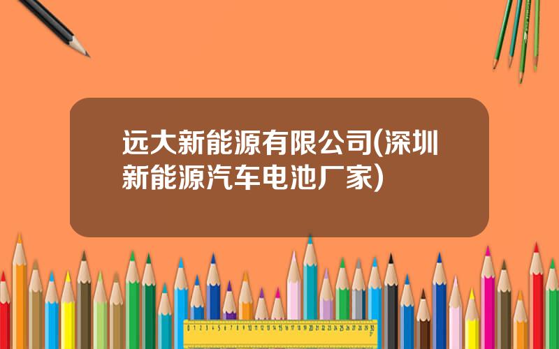 远大新能源有限公司(深圳新能源汽车电池厂家)