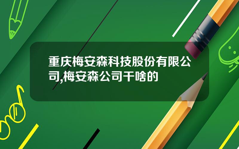 重庆梅安森科技股份有限公司,梅安森公司干啥的