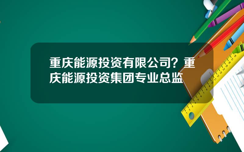 重庆能源投资有限公司？重庆能源投资集团专业总监