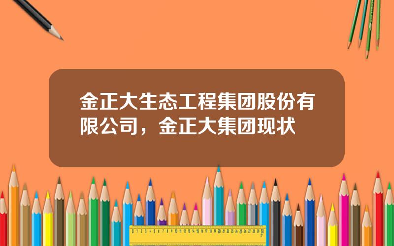 金正大生态工程集团股份有限公司，金正大集团现状