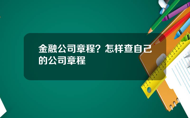 金融公司章程？怎样查自己的公司章程